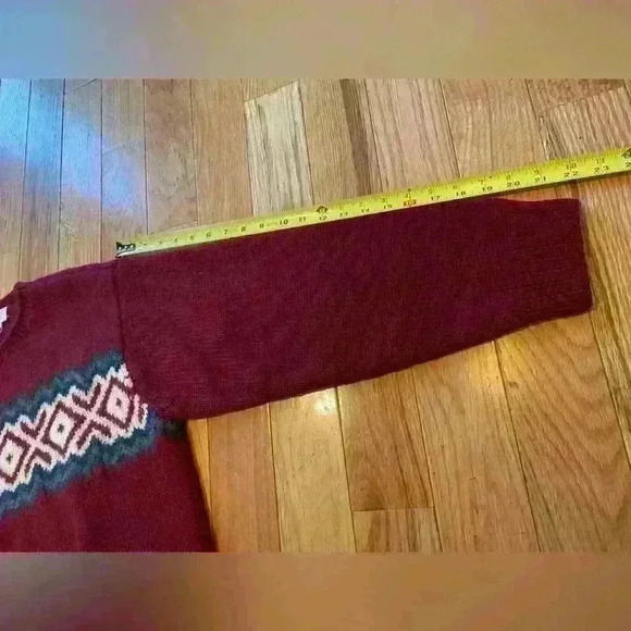 Vintage J. Crew Hand Knit Chunky 100% Wool Sweater Men’s Size Medium Burgundy - Picture 10 of 11